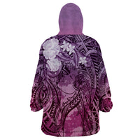 Pacific Beauty Girl Wearable Blanket Hoodie Pink Polyneisan Tribal Vintage Motif LT9 - Polynesian Pride