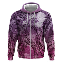 Pacific Beauty Girl Zip Hoodie Pink Polyneisan Tribal Vintage Motif LT9 Zip Hoodie Pink - Polynesian Pride