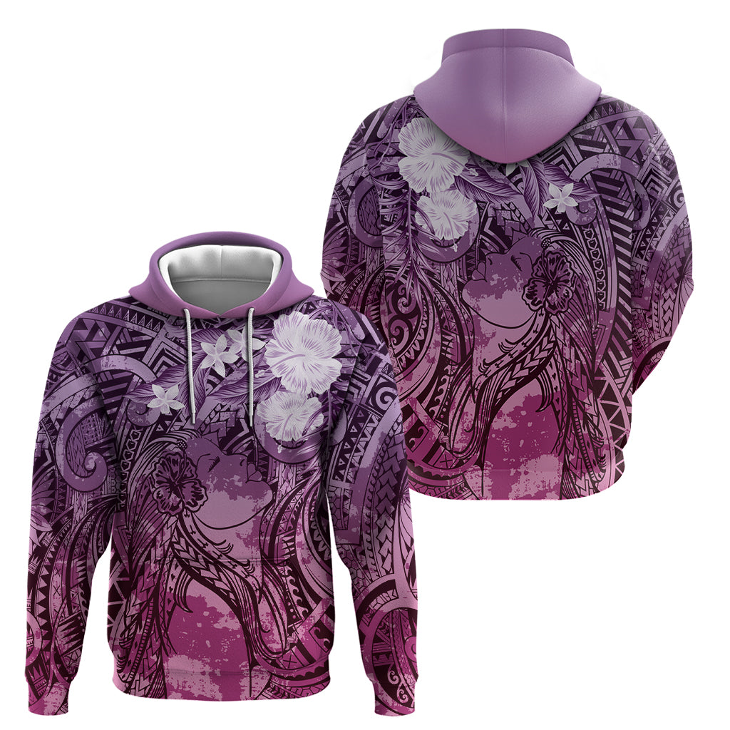 Pacific Beauty Girl Zip Hoodie Pink Polyneisan Tribal Vintage Motif LT9 - Polynesian Pride