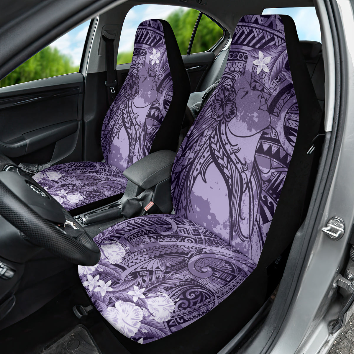 Pacific Beauty Girl Car Seat Cover Violet Polyneisan Tribal Vintage Motif LT9 - Polynesian Pride