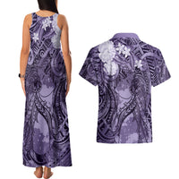Pacific Beauty Girl Couples Matching Tank Maxi Dress and Hawaiian Shirt Violet Polyneisan Tribal Vintage Motif LT9 - Polynesian Pride