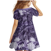 Pacific Beauty Girl Family Matching Mermaid Dress and Hawaiian Shirt Violet Polyneisan Tribal Vintage Motif LT9 - Polynesian Pride