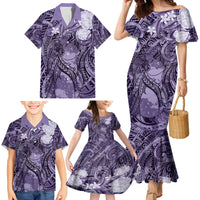 Pacific Beauty Girl Family Matching Mermaid Dress and Hawaiian Shirt Violet Polyneisan Tribal Vintage Motif LT9 - Polynesian Pride