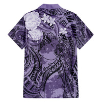 Pacific Beauty Girl Family Matching Off Shoulder Maxi Dress and Hawaiian Shirt Violet Polyneisan Tribal Vintage Motif LT9 - Polynesian Pride
