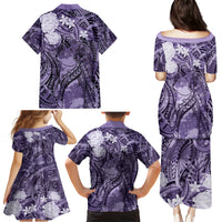 Pacific Beauty Girl Family Matching Puletasi and Hawaiian Shirt Violet Polyneisan Tribal Vintage Motif LT9 - Polynesian Pride