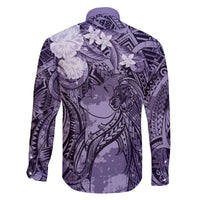 Pacific Beauty Girl Family Matching Puletasi and Hawaiian Shirt Violet Polyneisan Tribal Vintage Motif LT9 - Polynesian Pride