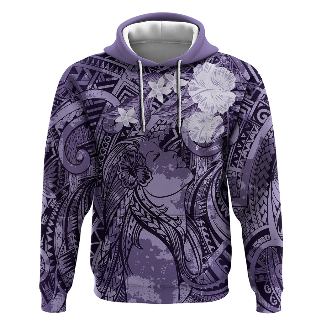 Pacific Beauty Girl Hoodie Violet Polyneisan Tribal Vintage Motif LT9 Pullover Hoodie Violet - Polynesian Pride