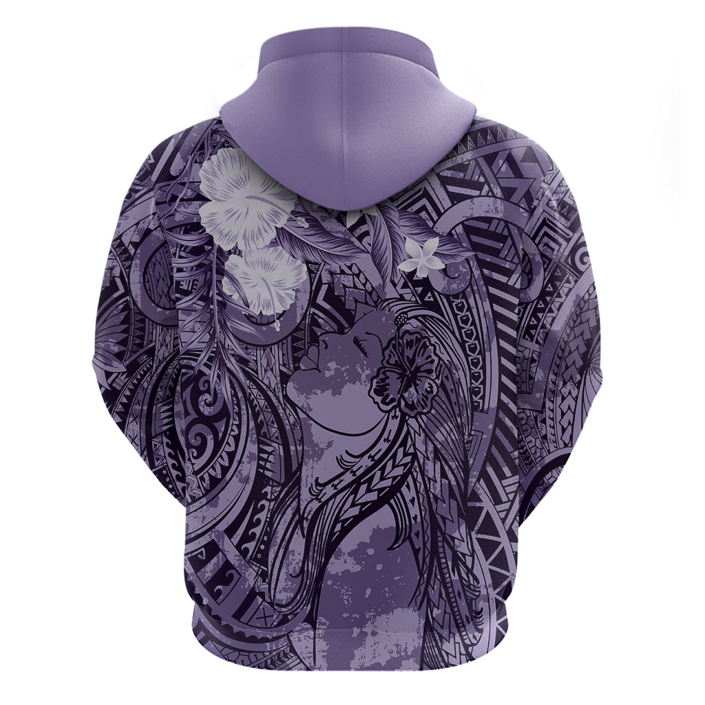 Pacific Beauty Girl Hoodie Violet Polyneisan Tribal Vintage Motif LT9 - Polynesian Pride