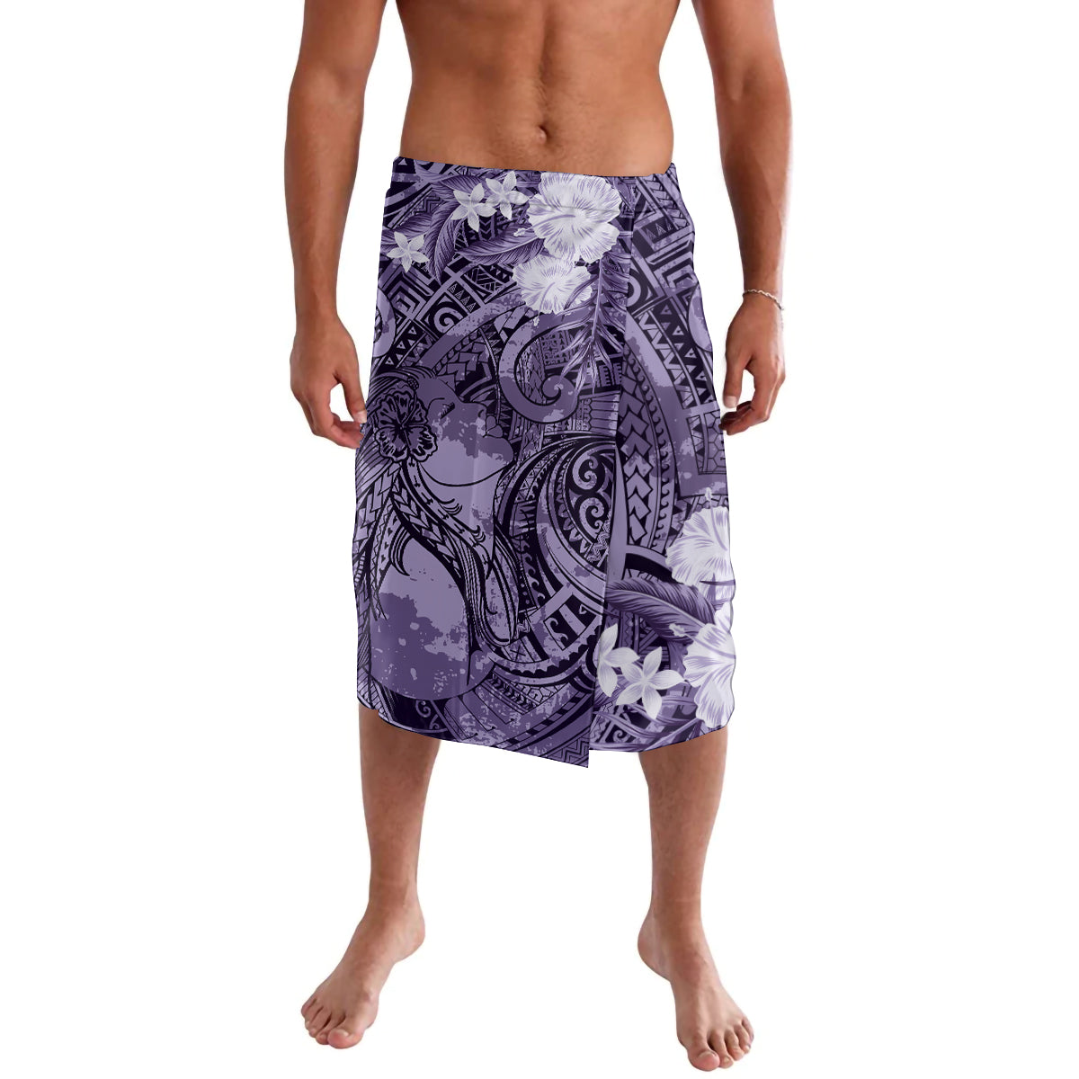 Pacific Beauty Girl Lavalava Violet Polyneisan Tribal Vintage Motif LT9 Violet - Polynesian Pride