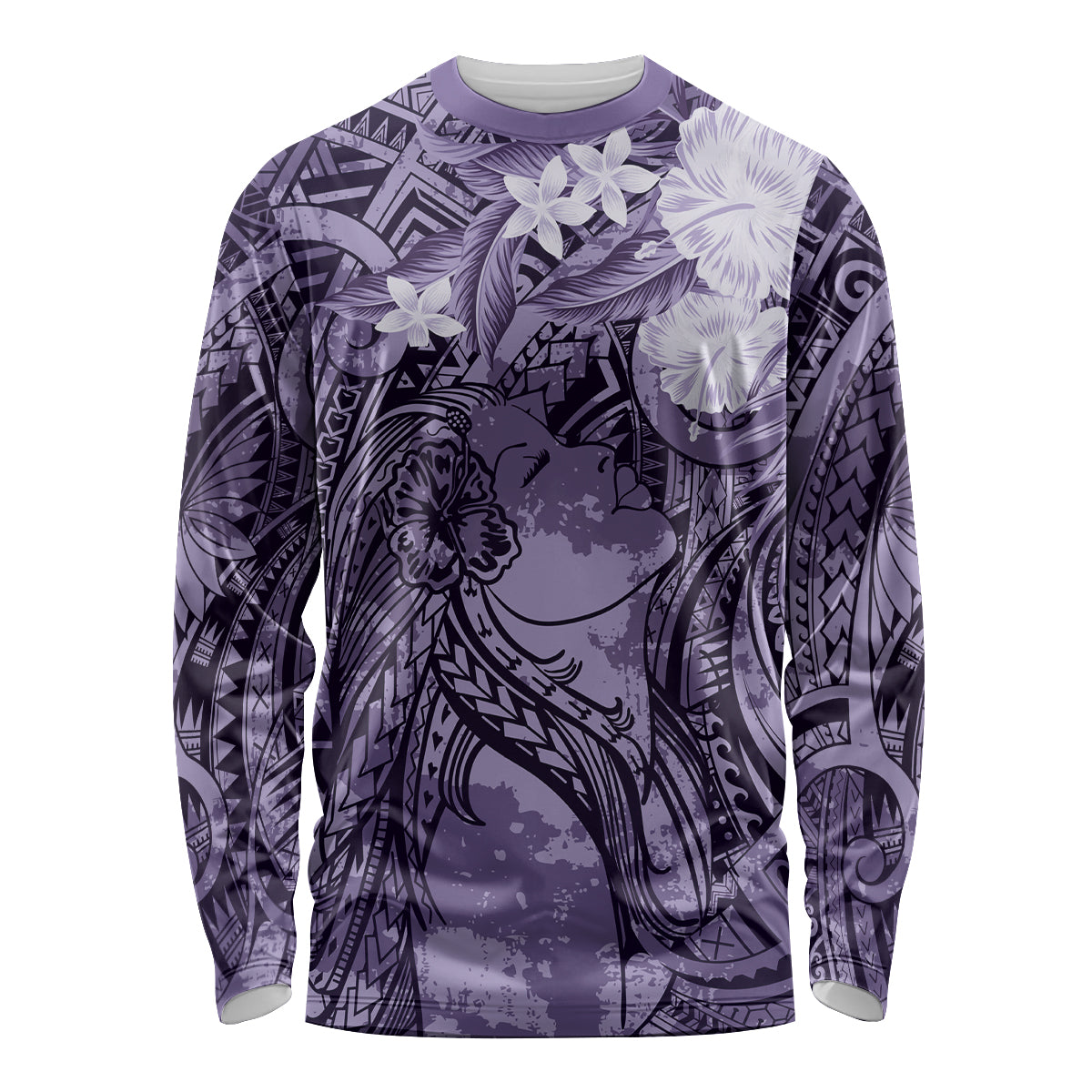 Pacific Beauty Girl Long Sleeve Shirt Violet Polyneisan Tribal Vintage Motif LT9 Unisex Violet - Polynesian Pride