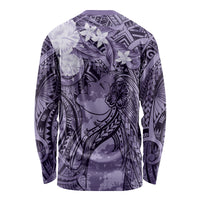 Pacific Beauty Girl Long Sleeve Shirt Violet Polyneisan Tribal Vintage Motif LT9 - Polynesian Pride