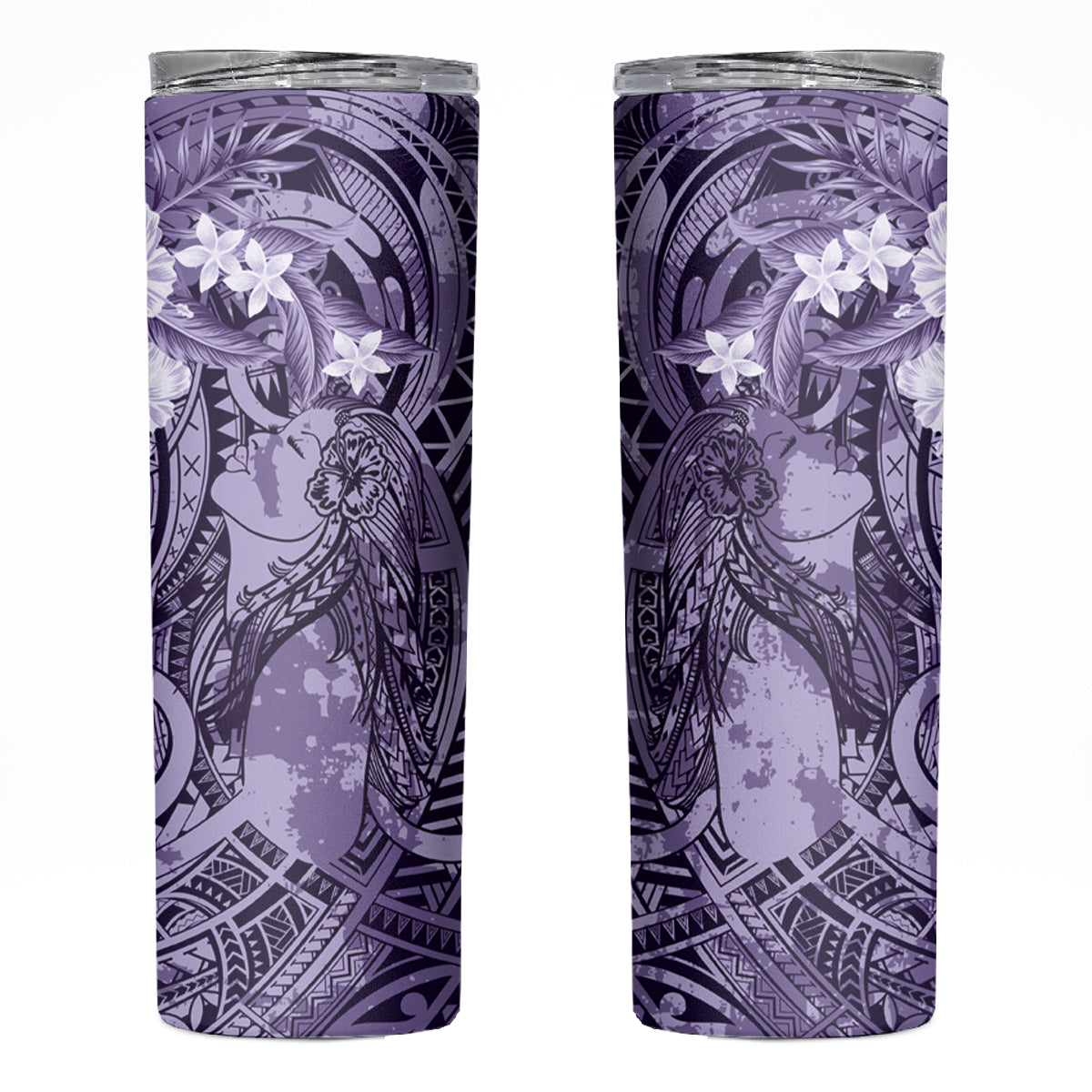 Pacific Beauty Girl Skinny Tumbler Violet Polyneisan Tribal Vintage Motif LT9 Violet - Polynesian Pride