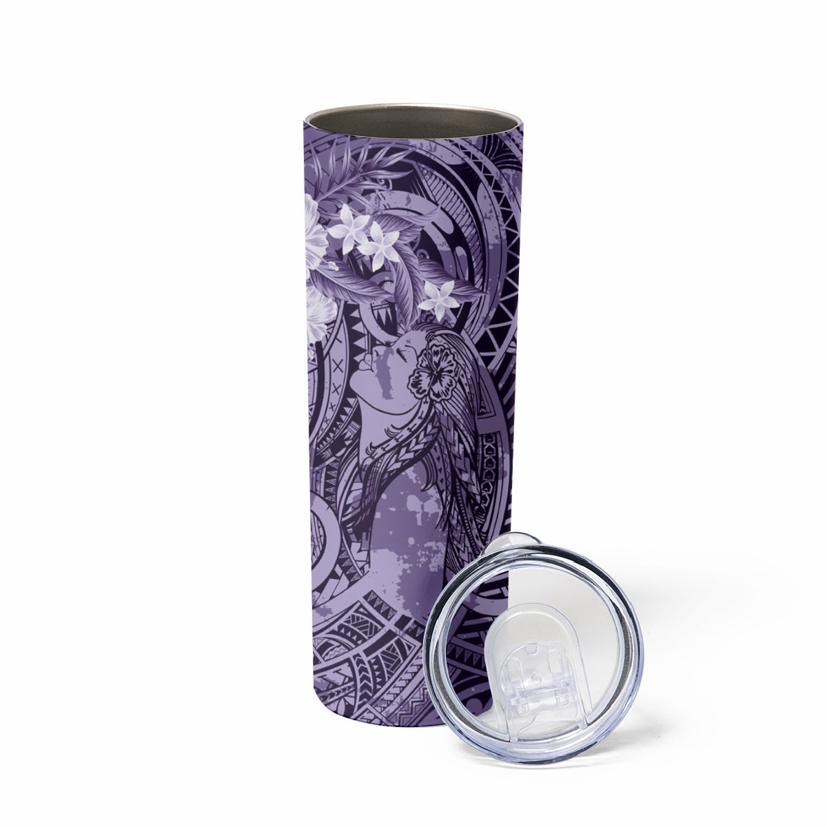 Pacific Beauty Girl Skinny Tumbler Violet Polyneisan Tribal Vintage Motif LT9 - Polynesian Pride