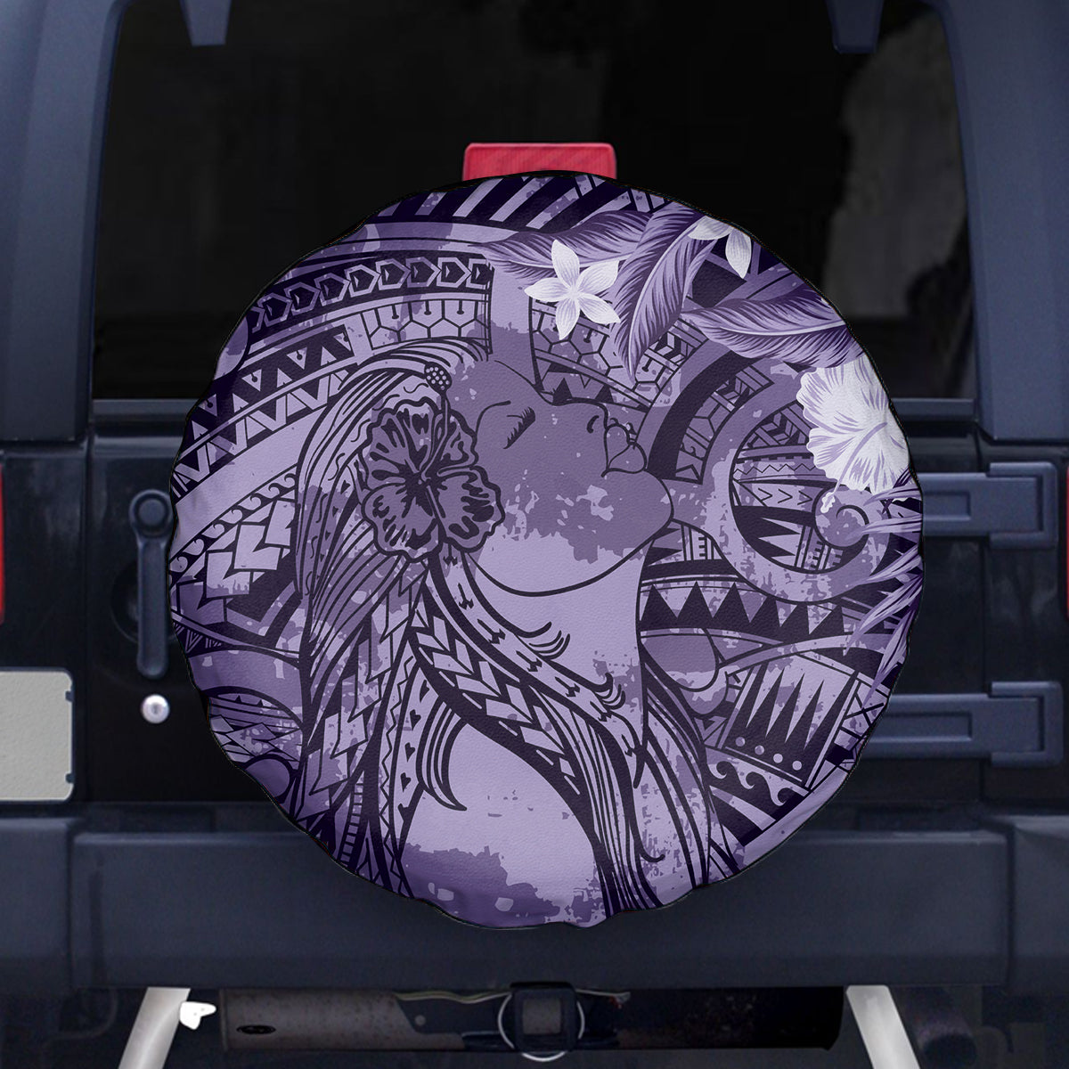 Pacific Beauty Girl Spare Tire Cover Violet Polyneisan Tribal Vintage Motif LT9 - Polynesian Pride