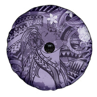 Pacific Beauty Girl Spare Tire Cover Violet Polyneisan Tribal Vintage Motif LT9 - Polynesian Pride