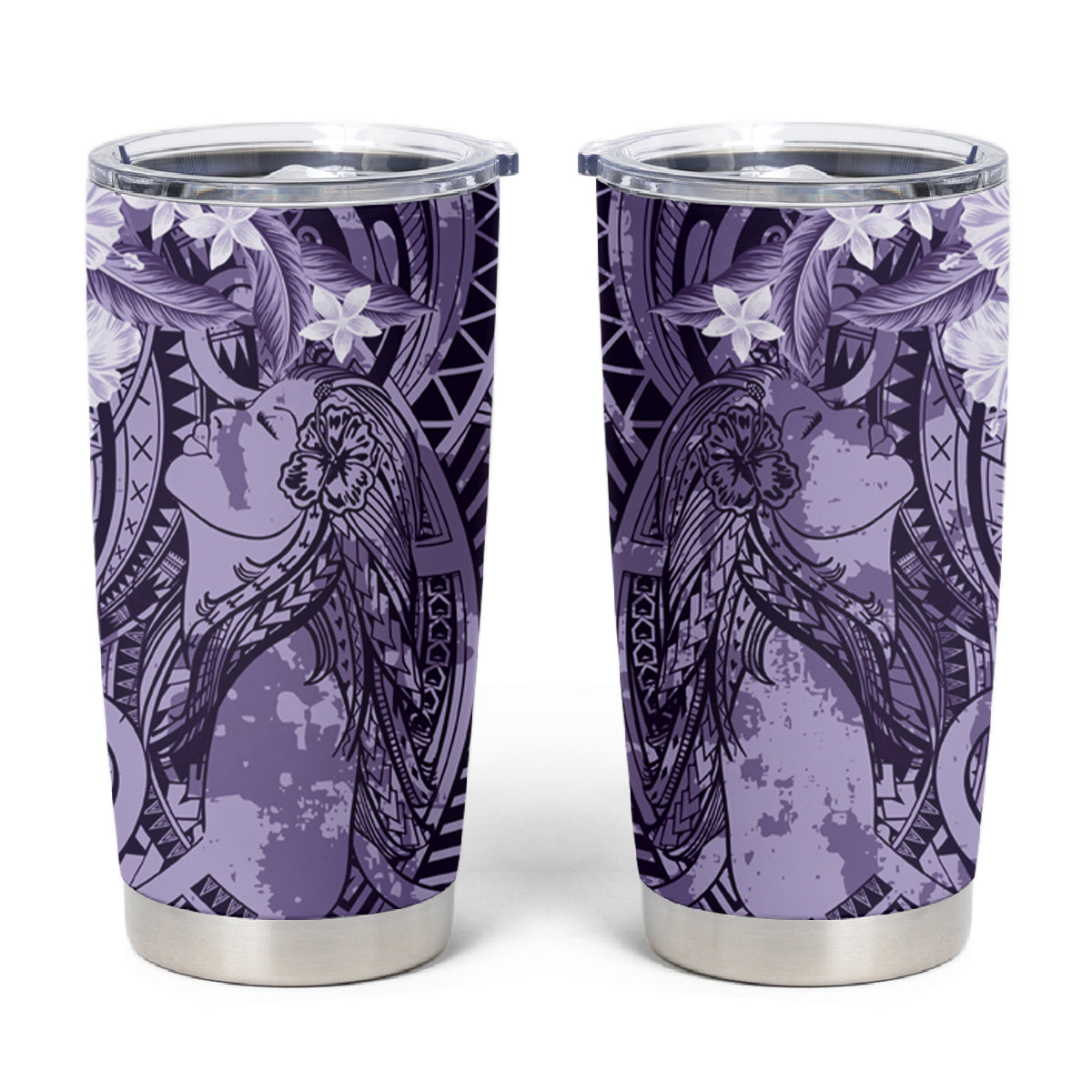 Pacific Beauty Girl Tumbler Cup Violet Polyneisan Tribal Vintage Motif LT9 Violet - Polynesian Pride