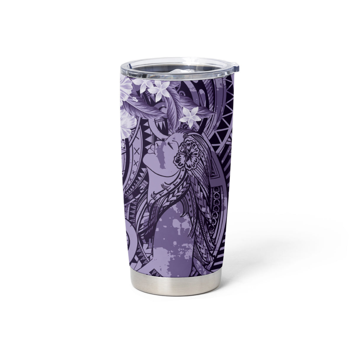 Pacific Beauty Girl Tumbler Cup Violet Polyneisan Tribal Vintage Motif LT9 - Polynesian Pride