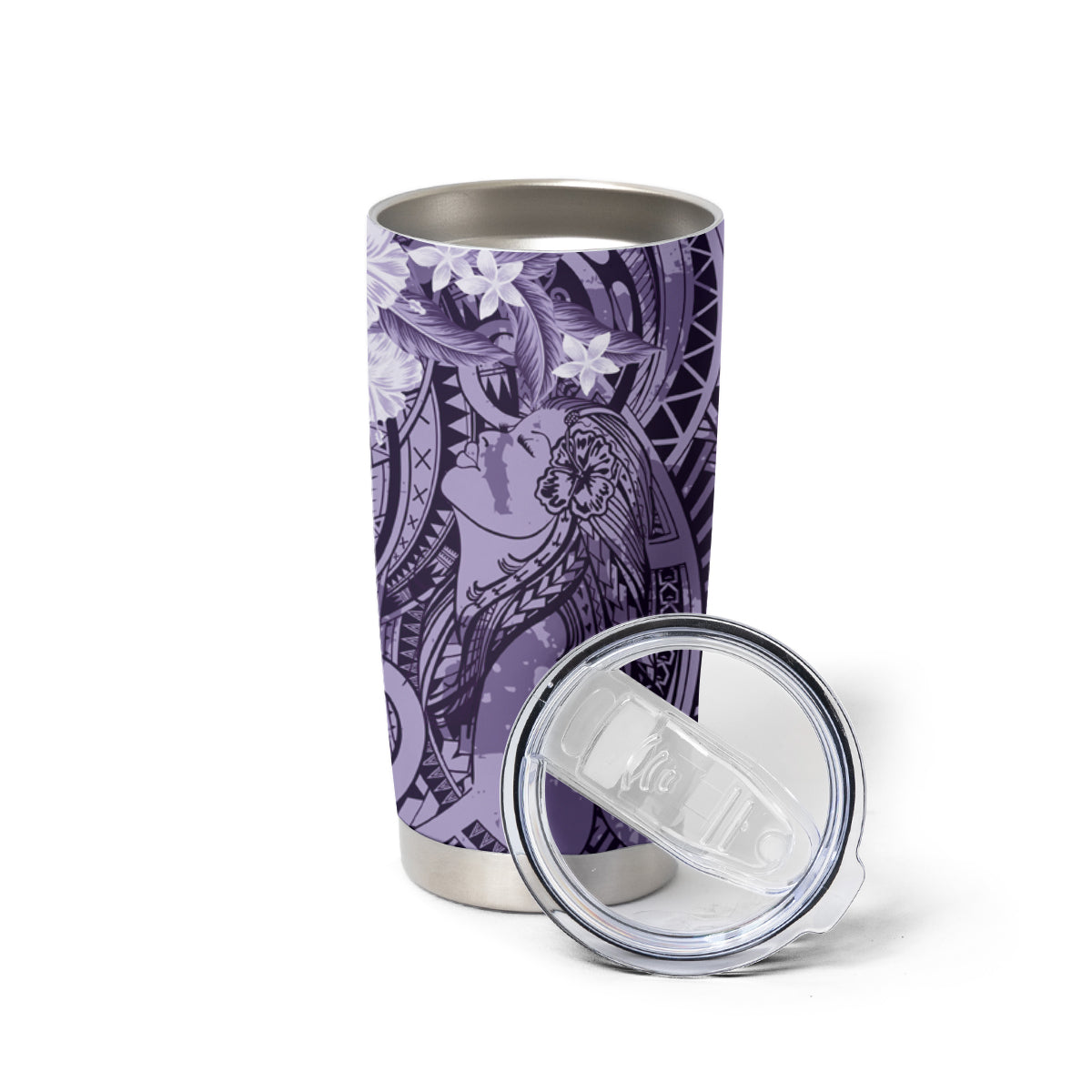 Pacific Beauty Girl Tumbler Cup Violet Polyneisan Tribal Vintage Motif LT9 - Polynesian Pride