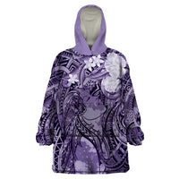 Pacific Beauty Girl Wearable Blanket Hoodie Violet Polyneisan Tribal Vintage Motif LT9 One Size Violet - Polynesian Pride