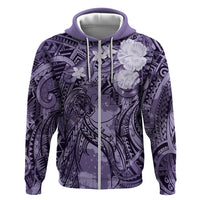 Pacific Beauty Girl Zip Hoodie Violet Polyneisan Tribal Vintage Motif LT9 Zip Hoodie Violet - Polynesian Pride