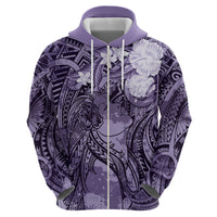 Pacific Beauty Girl Zip Hoodie Violet Polyneisan Tribal Vintage Motif LT9 - Polynesian Pride