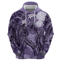 Pacific Beauty Girl Zip Hoodie Violet Polyneisan Tribal Vintage Motif LT9 - Polynesian Pride