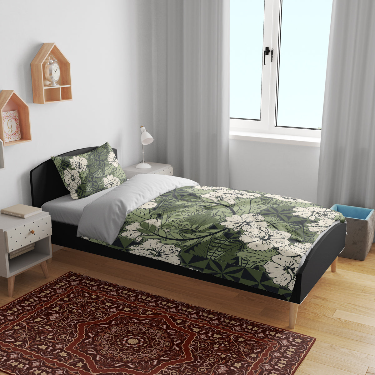 Tongan Kupesi Ngatu Hibiscus Vintage Motif Bedding Set