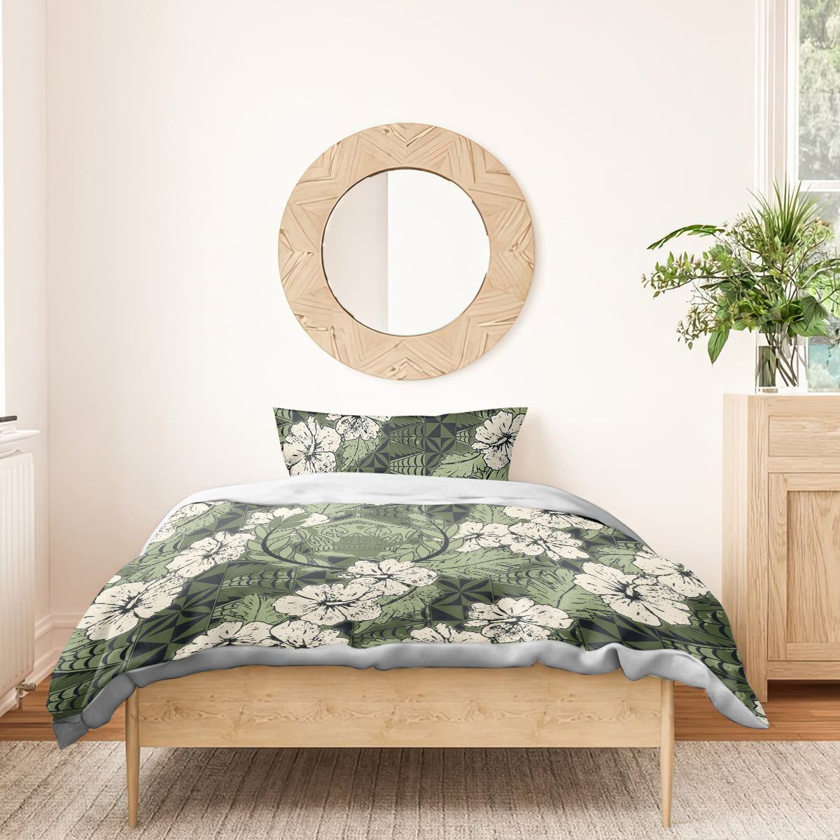 Tongan Kupesi Ngatu Hibiscus Vintage Motif Bedding Set