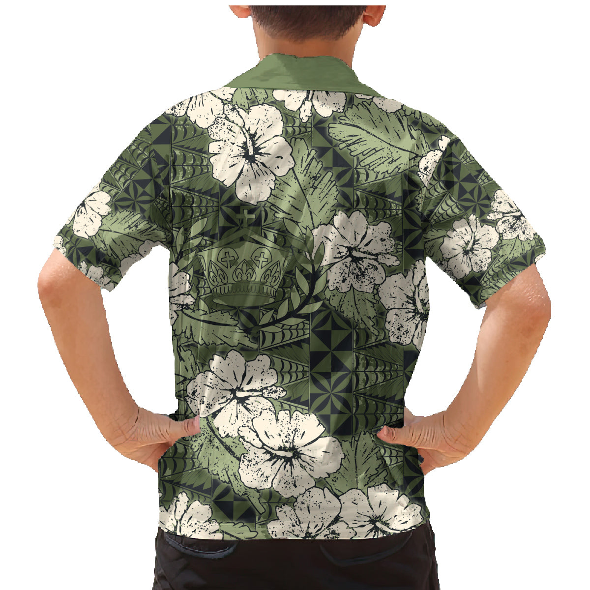 Tongan Kupesi Ngatu Hibiscus Vintage Motif Family Matching Mermaid Dress and Hawaiian Shirt LT9 - Polynesian Pride