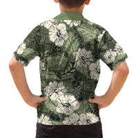 Tongan Kupesi Ngatu Hibiscus Vintage Motif Family Matching Off Shoulder Short Dress and Hawaiian Shirt LT9 - Polynesian Pride