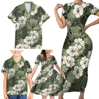 Tongan Kupesi Ngatu Hibiscus Vintage Motif Family Matching Short Sleeve Bodycon Dress and Hawaiian Shirt LT9 - Polynesian Pride