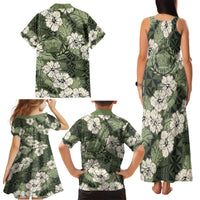 Tongan Kupesi Ngatu Hibiscus Vintage Motif Family Matching Tank Maxi Dress and Hawaiian Shirt LT9 - Polynesian Pride