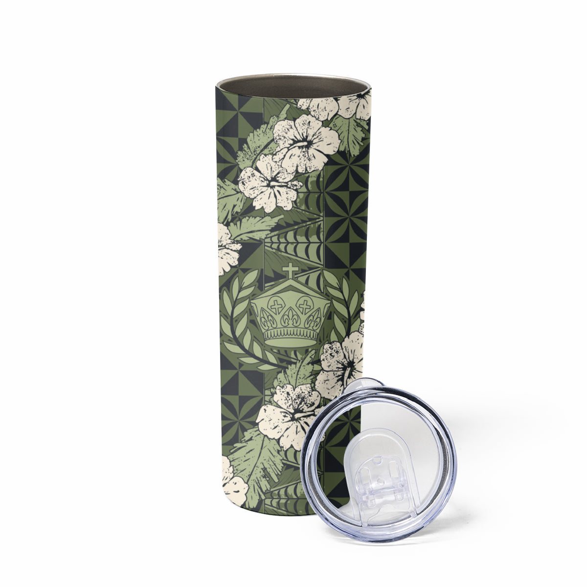 Tongan Kupesi Ngatu Hibiscus Vintage Motif Skinny Tumbler LT9 - Polynesian Pride