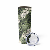 Tongan Kupesi Ngatu Hibiscus Vintage Motif Skinny Tumbler LT9 - Polynesian Pride