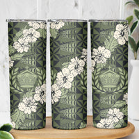 Tongan Kupesi Ngatu Hibiscus Vintage Motif Skinny Tumbler LT9 - Polynesian Pride