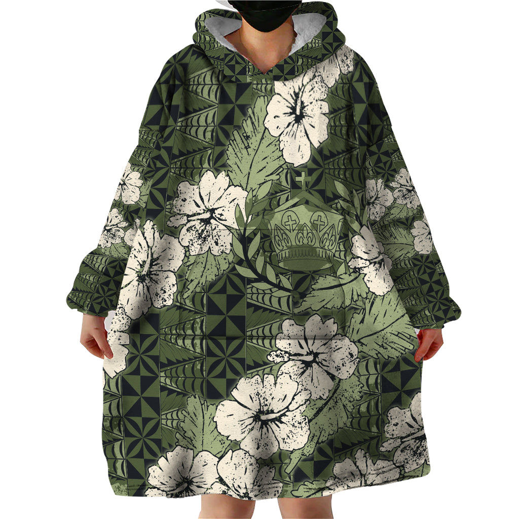 Tongan Kupesi Ngatu Hibiscus Vintage Motif Wearable Blanket Hoodie LT9 - Polynesian Pride