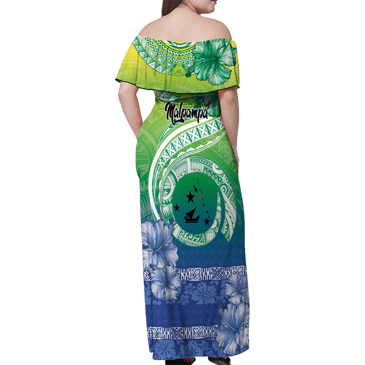 Malpampa Vanuatu Family Matching Off Shoulder Maxi Dress and Hawaiian Shirt Hibiscus Sand Drawing with Pacific Pattern LT9 - Polynesian Pride