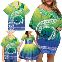 Malpampa Vanuatu Family Matching Off Shoulder Short Dress and Hawaiian Shirt Hibiscus Sand Drawing with Pacific Pattern LT9 - Polynesian Pride