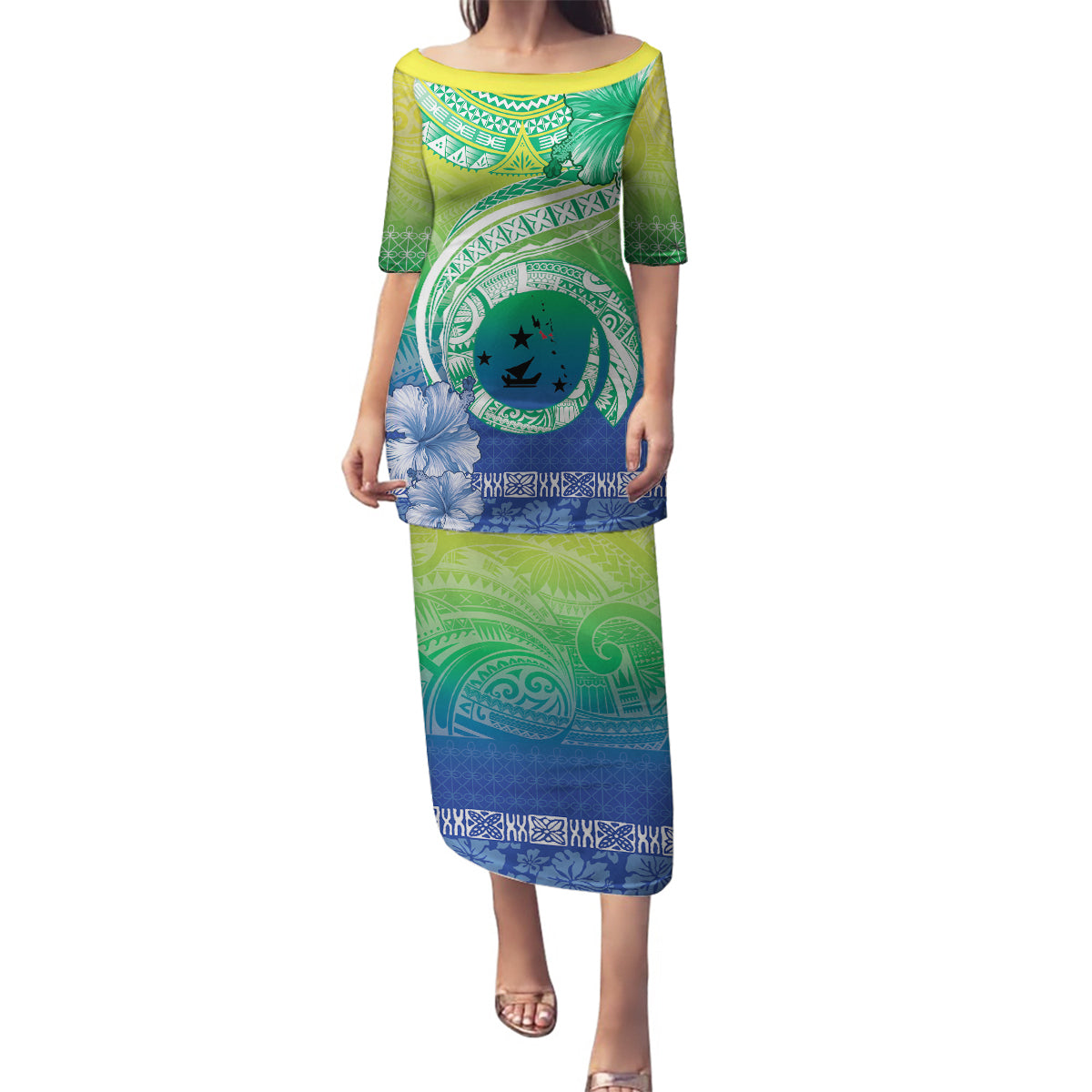 Malpampa Vanuatu Family Matching Puletasi and Hawaiian Shirt Hibiscus Sand Drawing with Pacific Pattern