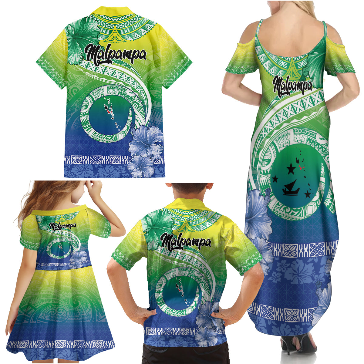 Malpampa Vanuatu Family Matching Summer Maxi Dress and Hawaiian Shirt Hibiscus Sand Drawing with Pacific Pattern LT9 - Polynesian Pride
