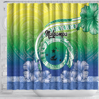 Malpampa Vanuatu Shower Curtain Hibiscus Sand Drawing with Pacific Pattern