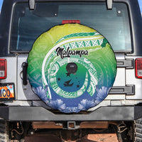 Malpampa Vanuatu Spare Tire Cover Hibiscus Sand Drawing with Pacific Pattern LT9 Green Art - Polynesian Pride