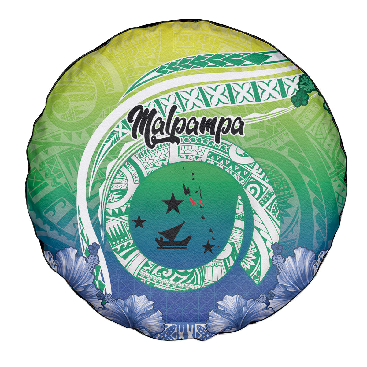Malpampa Vanuatu Spare Tire Cover Hibiscus Sand Drawing with Pacific Pattern LT9 - Polynesian Pride