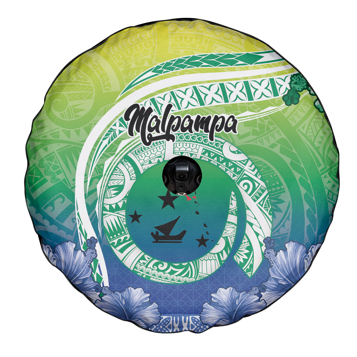 Malpampa Vanuatu Spare Tire Cover Hibiscus Sand Drawing with Pacific Pattern LT9 - Polynesian Pride