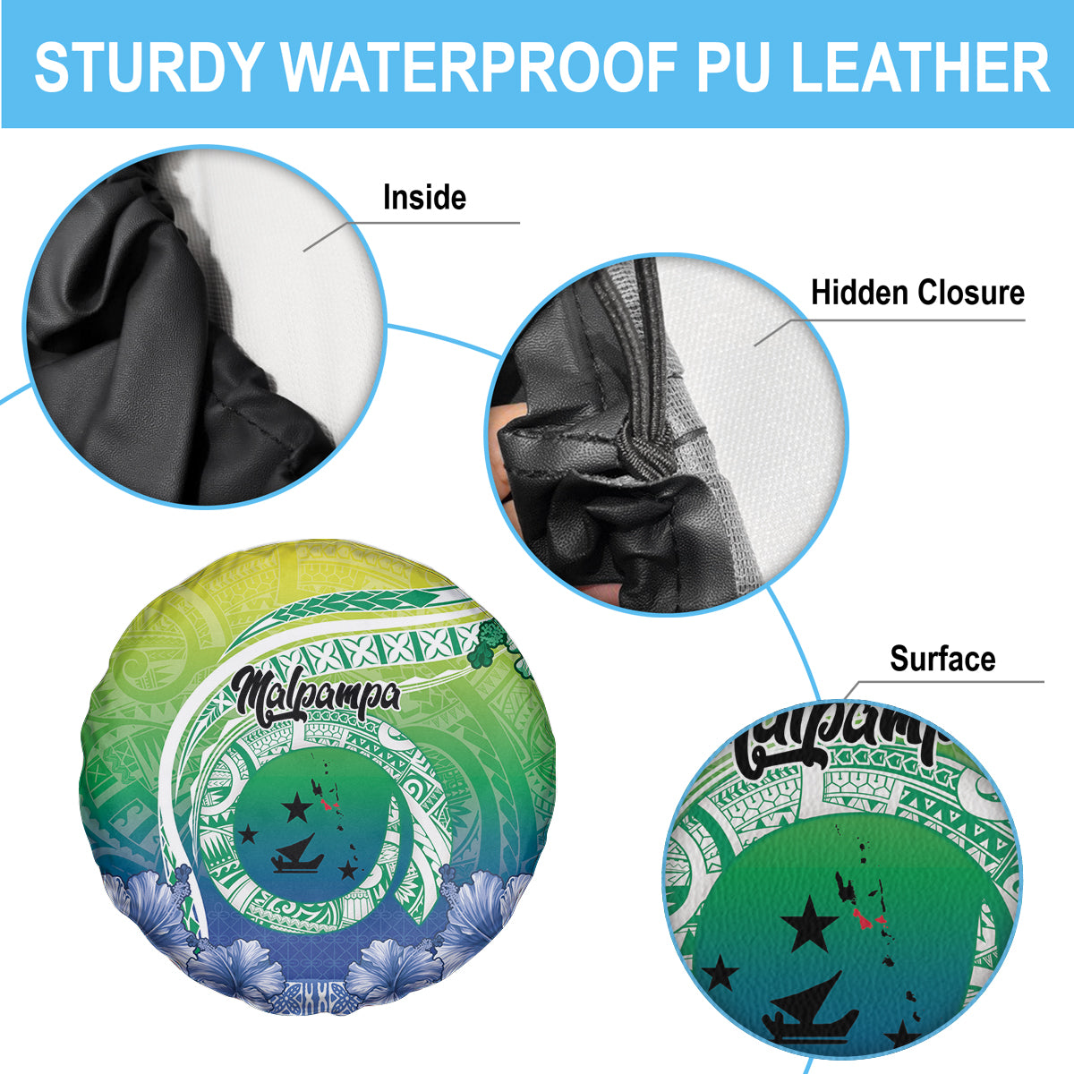 Malpampa Vanuatu Spare Tire Cover Hibiscus Sand Drawing with Pacific Pattern LT9 - Polynesian Pride