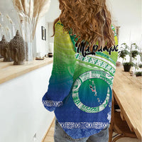 Malpampa Vanuatu Women Casual Shirt Hibiscus Sand Drawing with Pacific Pattern LT9 - Polynesian Pride
