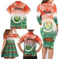 Penama Vanuatu Family Matching Long Sleeve Bodycon Dress and Hawaiian Shirt Hibiscus Sand Drawing with Pacific Pattern LT9 - Polynesian Pride