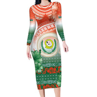 Penama Vanuatu Family Matching Long Sleeve Bodycon Dress and Hawaiian Shirt Hibiscus Sand Drawing with Pacific Pattern LT9 Mom's Dress Red Art - Polynesian Pride