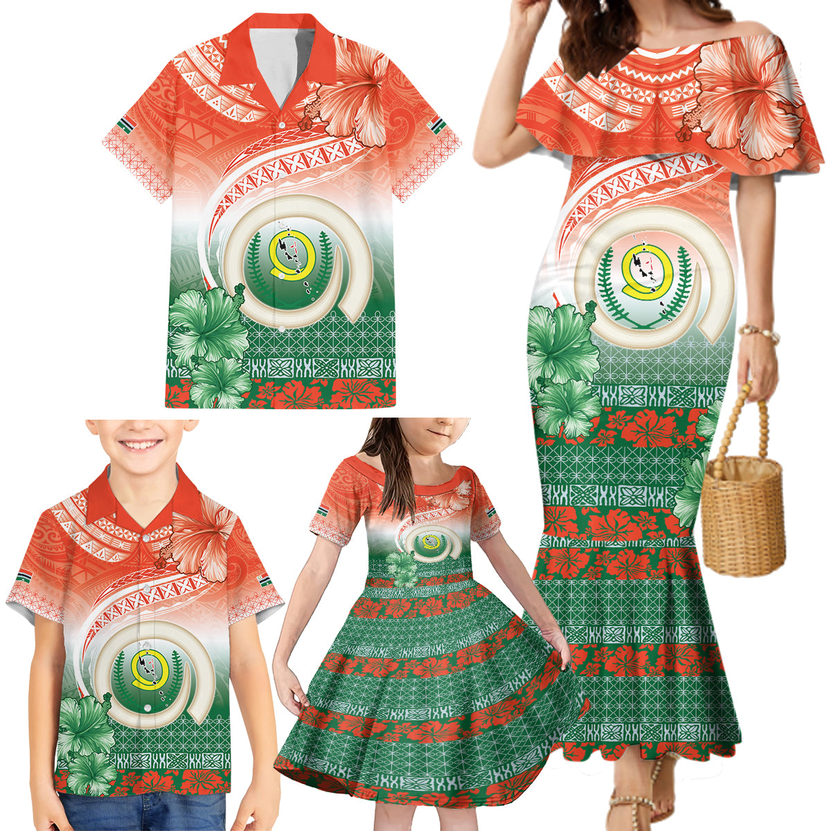 Penama Vanuatu Family Matching Mermaid Dress and Hawaiian Shirt Hibiscus Sand Drawing with Pacific Pattern LT9 - Polynesian Pride