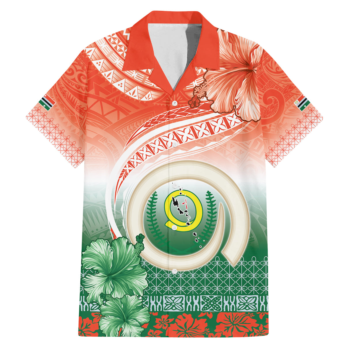 Penama Vanuatu Family Matching Mermaid Dress and Hawaiian Shirt Hibiscus Sand Drawing with Pacific Pattern LT9 Dad's Shirt - Short Sleeve Red Art - Polynesian Pride